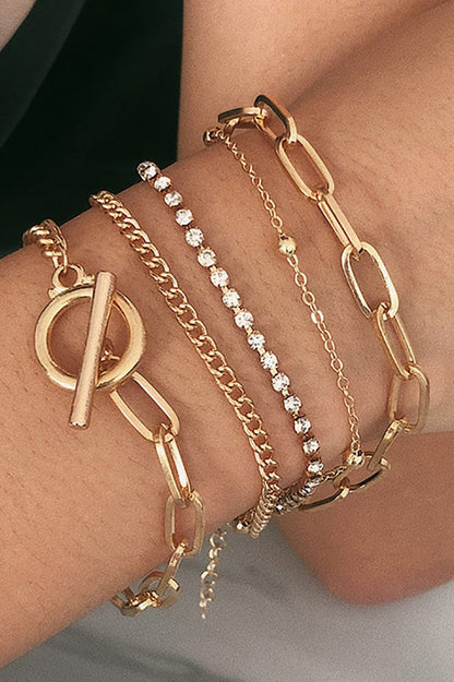 Layered Metal Chain Bracelet Set