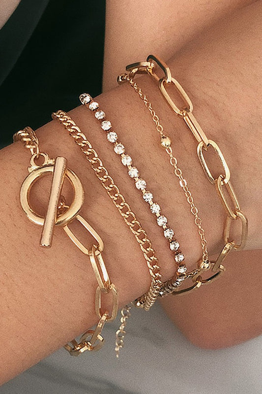 Layered Metal Chain Bracelet Set