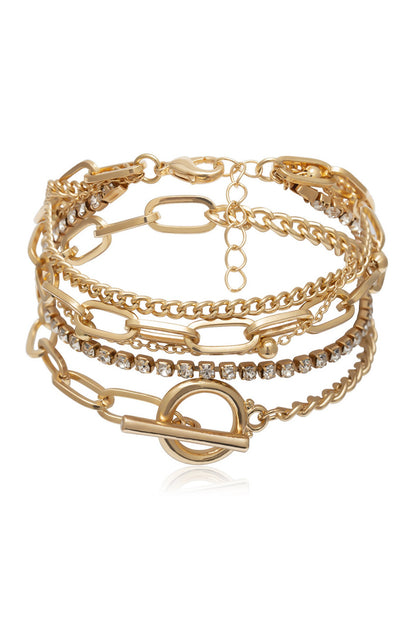 Layered Metal Chain Bracelet Set