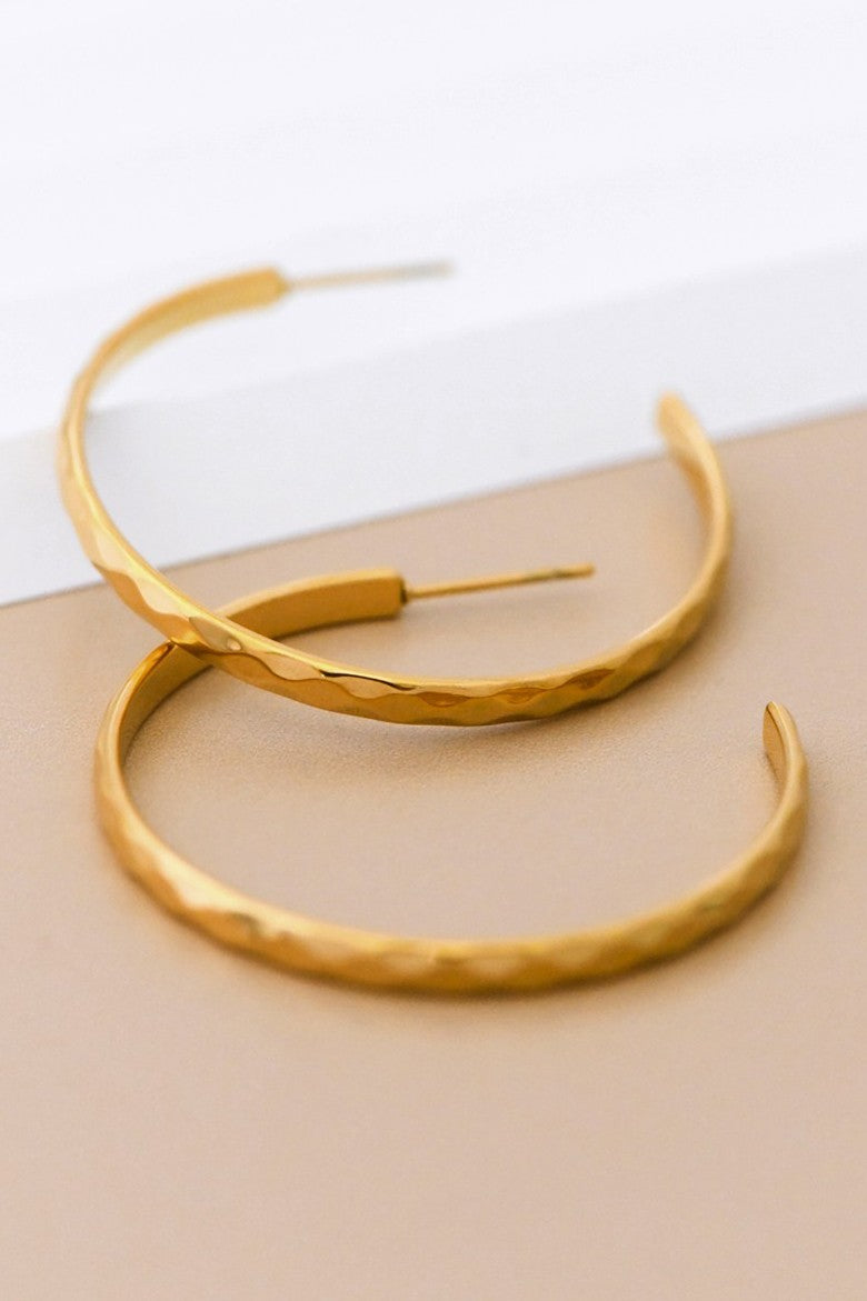 18k Gold Plated Waterproof Stainless Steel Hoop Earrings