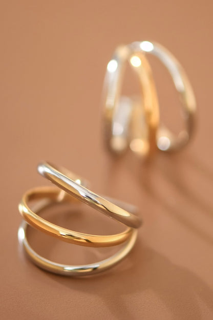 18k Gold Plated Waterproof Stainless Steel Two Tone Earrings