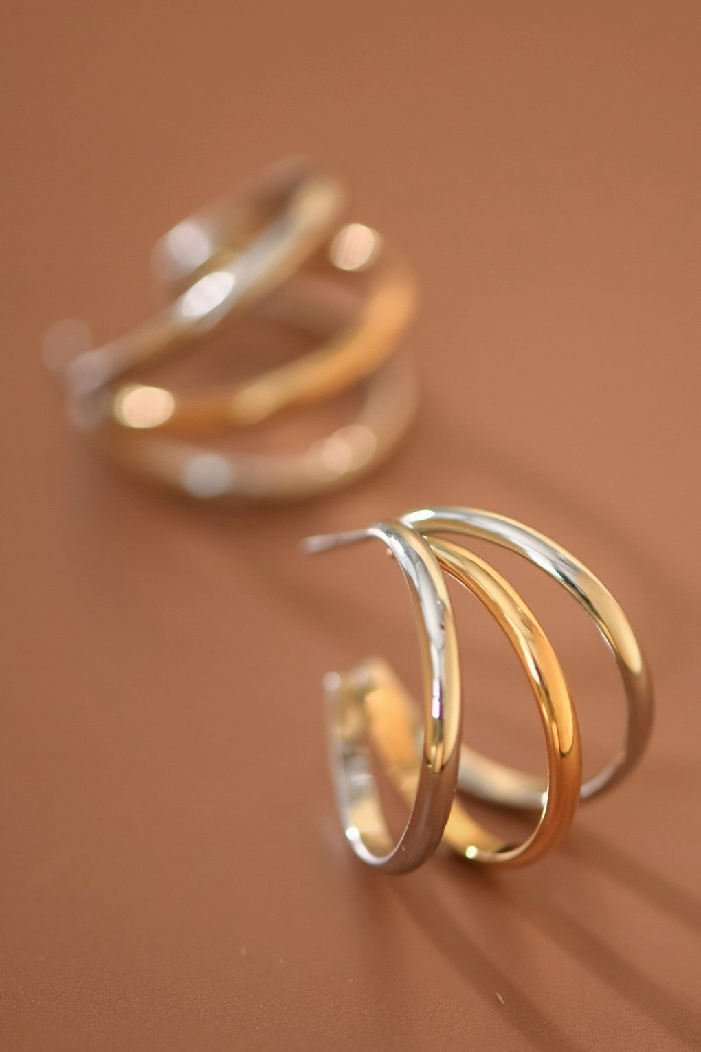 18k Gold Plated Waterproof Stainless Steel Two Tone Earrings