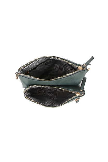 Multi Pocket Crossbody Bag With Two Straps