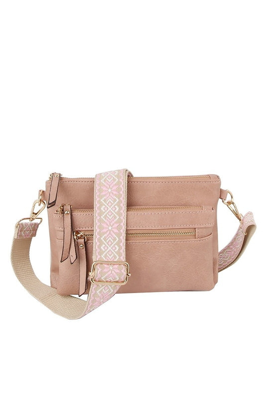 Multi Pocket Crossbody Bag With Two Straps