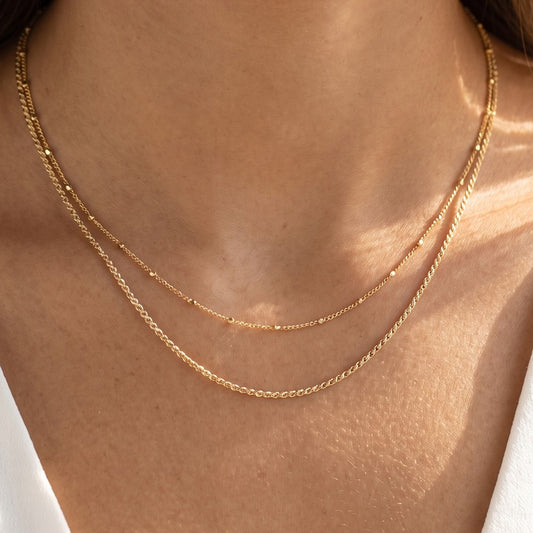Double Strand Satellite Bead Chain Necklace