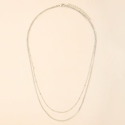 Double Strand Satellite Bead Chain Necklace