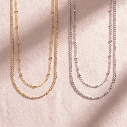 Double Strand Satellite Bead Chain Necklace