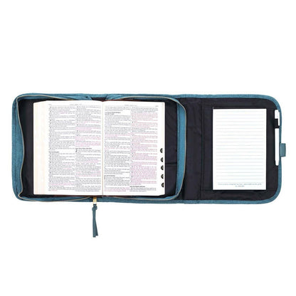 Bible Cover Organizer Tri-fold Teal Faith Badge