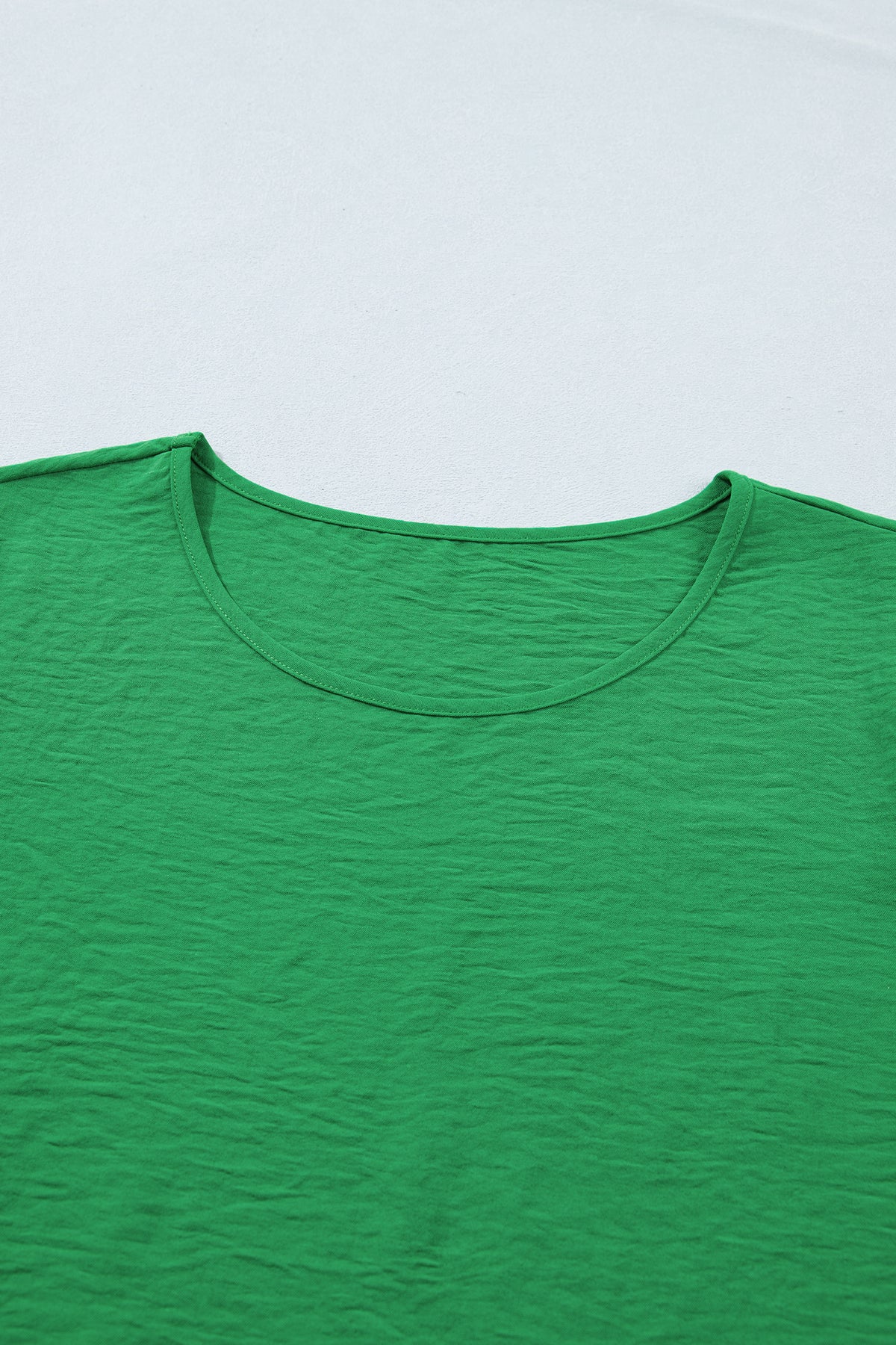 Sea Green Ruffle-Trim Short Sleeve Blouse