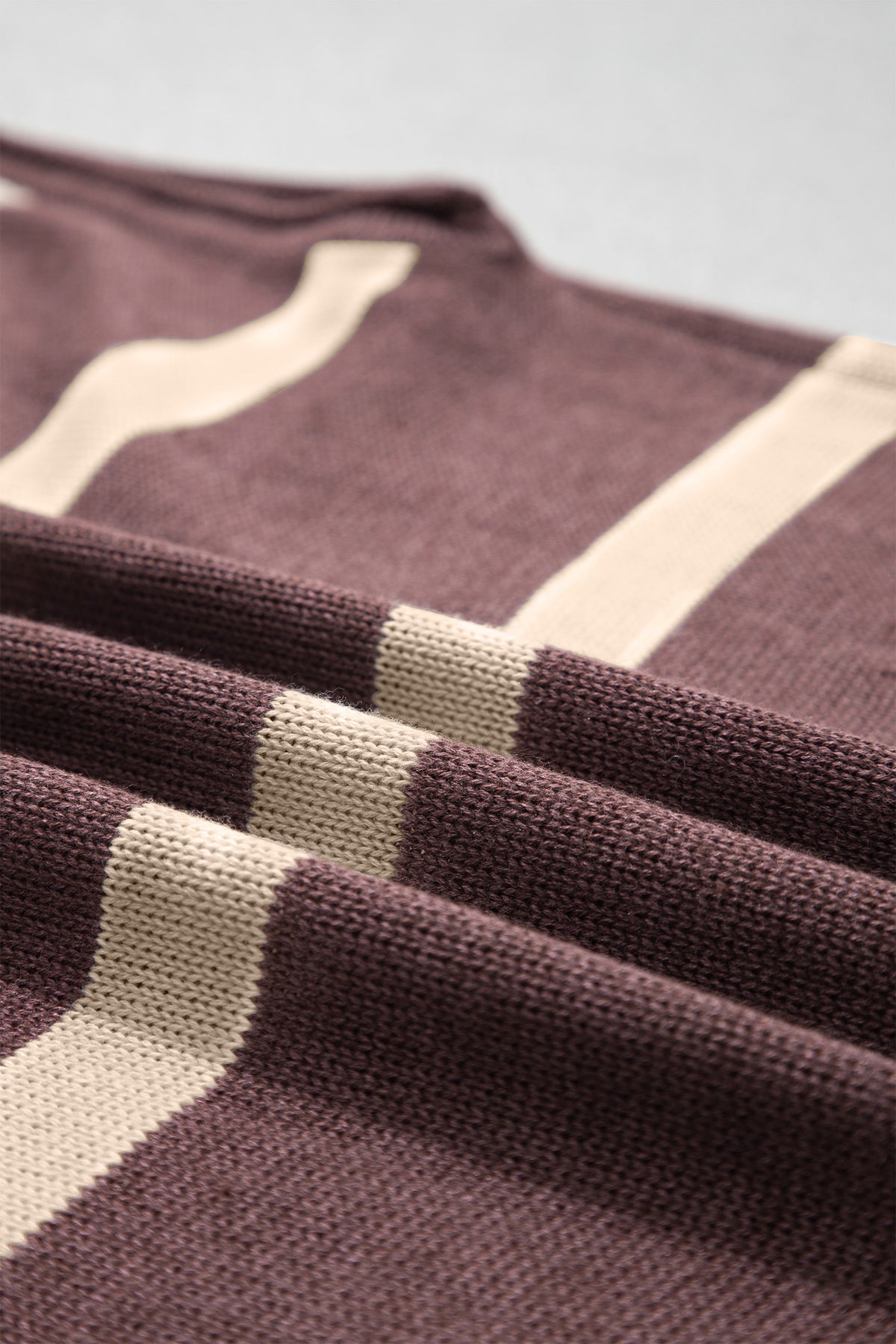 Brown Striped Knit Short Sleeve Sweater