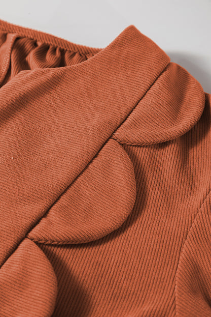 Scallop-Trim Pleated Corduroy Mini Dress