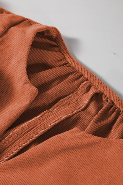 Scallop-Trim Pleated Corduroy Mini Dress
