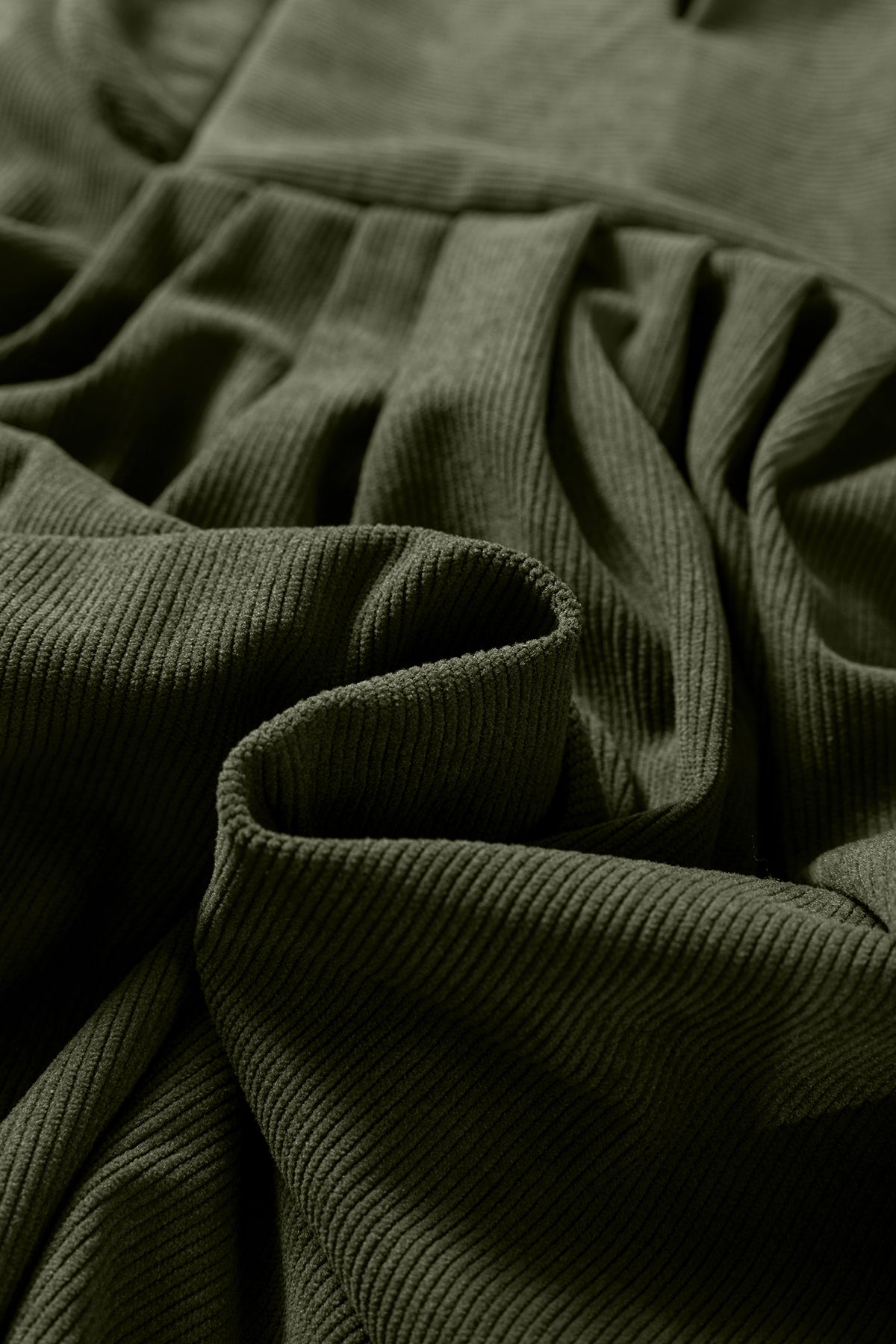 Scallop-Trim Pleated Corduroy Mini Dress