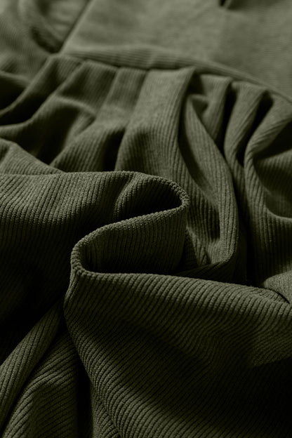 Scallop-Trim Pleated Corduroy Mini Dress