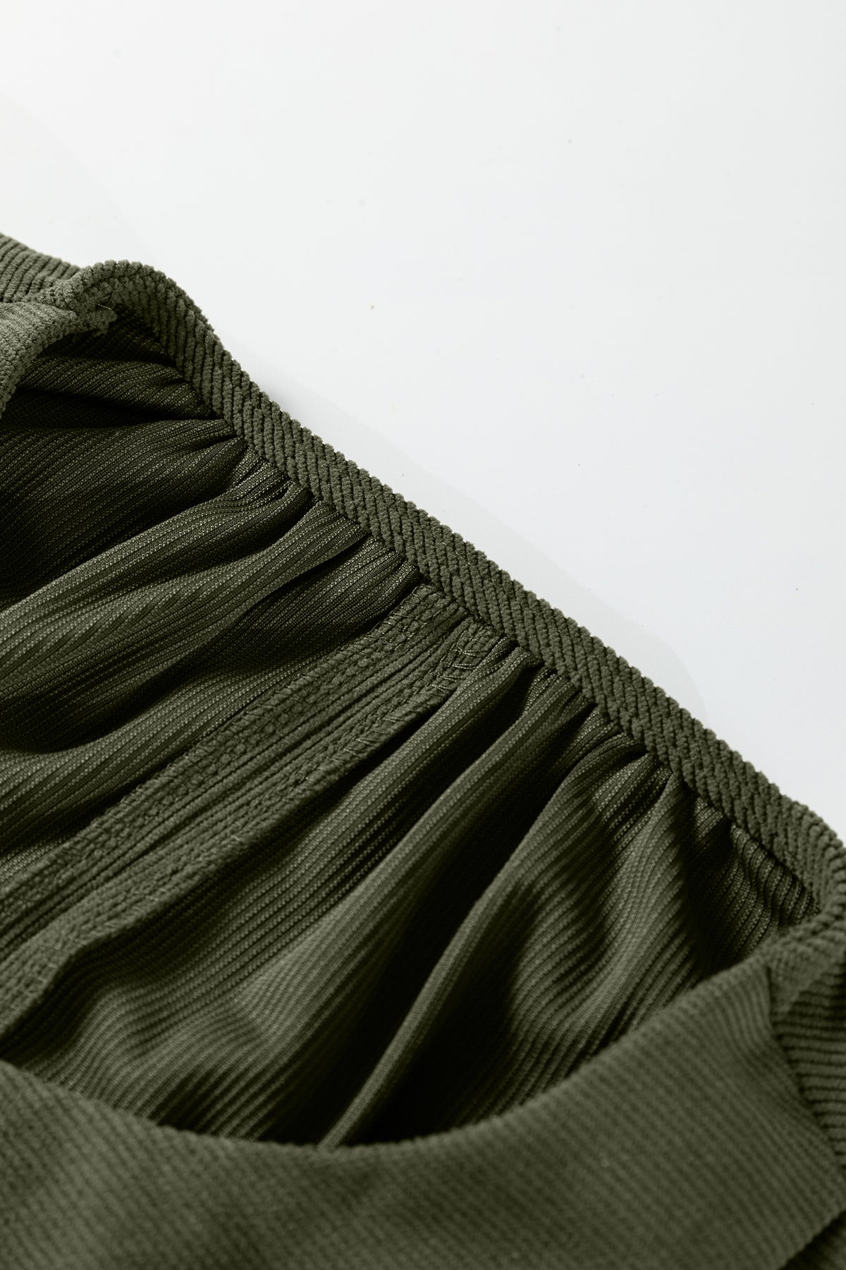 Scallop-Trim Pleated Corduroy Mini Dress