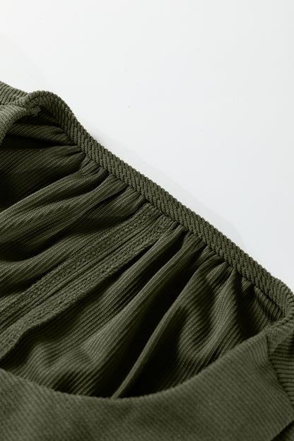 Scallop-Trim Pleated Corduroy Mini Dress