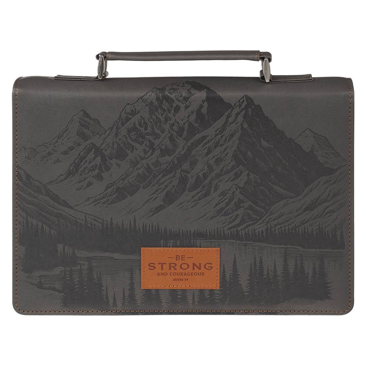 Bible Cover Classic Gray Be Strong And Courageous Josh. 1:9