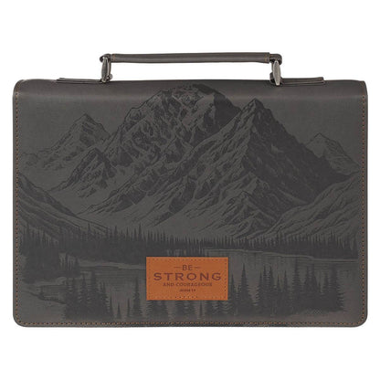 Bible Cover Classic Gray Be Strong And Courageous Josh. 1:9