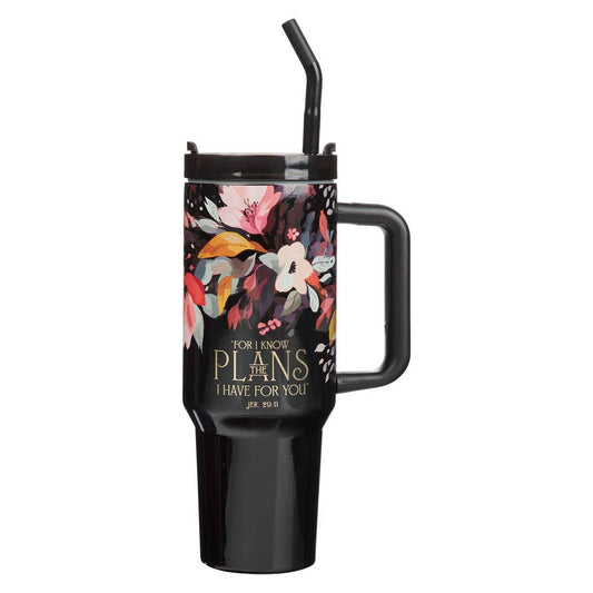 Tumbler w/straw SS Black Jer. 29:11